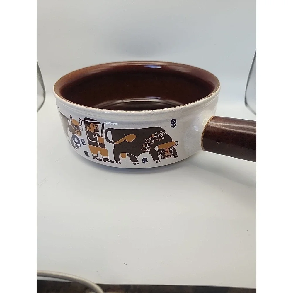 Landert 22 Fondue Pot Swiss Pottery Stoneware MCM 8.5